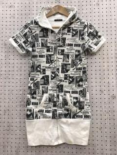 平成 Y2K ギャル Sky Bomber 総柄 プリント 半袖 パーカーワンピ