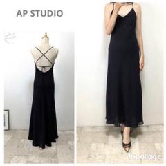 APSTUDIOエーピースタジオバックオープンロングマキシワンピFブラック
