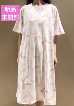 【新品】ジェラートピケ　接触冷感 モチーフ4柄ワンピース リボン柄