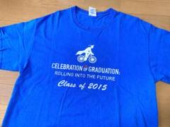 アメリカ古着 自転車 英字 プリント Tシャツ L ブルー 両面 GILDAN