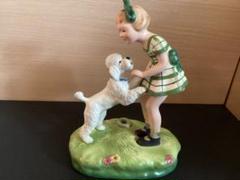 陶器の置物　インテリア　犬と少女