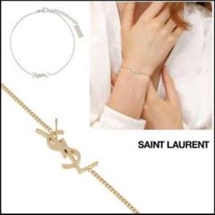 美品 YSL イヴサンローラン ゴールド ブルーカラー ブレスレット YSL イヴサンローラン ゴールド ブルーカラー ラインストーン