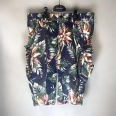 MARK&LONA ボタニカル ハーフパンツ 麻 綿 総柄 サイズL