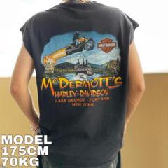 ハーレーダビッドソン ノースリーブ Tシャツ USA 00s XL 黒 9174
