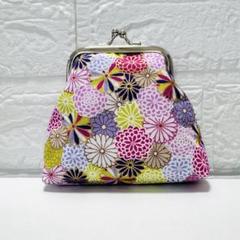 ハンドメイド　がま口　財布　和柄　日本　花柄　桃色　パープル