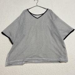 チャオパニックティピー　ボーダー柄Vネック半袖シアーシャツ トップス　a2178