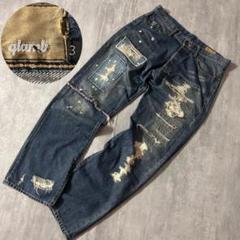 m6937【激レア】glamb デニムパンツ パッチワーク (3) ペイント