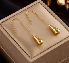 売れ筋 ☆人気☆ ピアス サージカルステンレス しずくドロップ シルバーゴールド