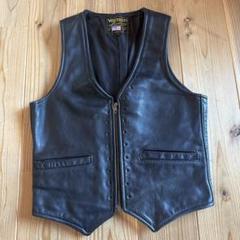 Vanson レザー バイカーベスト サイズ40 黒　バンソン　レザー ベスト 中古・古着通販】VANSON (バンソン) レザーベスト ブラック