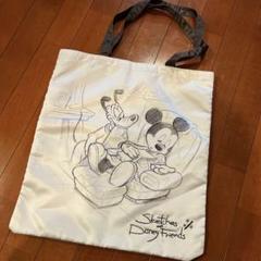東京ディズニーリゾート限定 ミッキー&プルート スケッチ風バッグ　鉛筆スケッチ