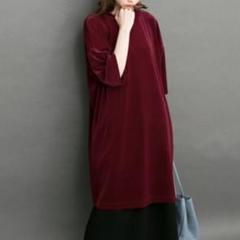 【 KBF 】 ベロア BIG TEE ボルドー