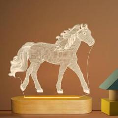 馬好きへのギフト 3Dイリュージョン 光学馬ナイトライト LEDウォーム