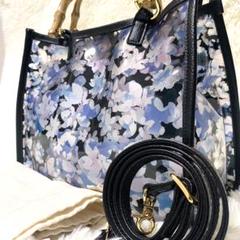 希少✨ブルーレーベルクレストブリッジ ショルダーバッグ バンブー 2way 花柄