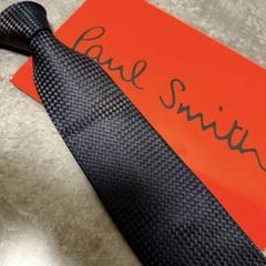 Paul Smith ポールスミス ネクタイ チェック柄 ネイビー シルク 光沢