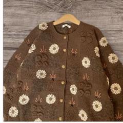 used レトロ パッチワークニットカーデ 古着 ヴィンテージ vintage vintageヴィンテージ古着レトロモチーフ刺繍フラワーニット