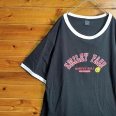 リンガーTシャツ　半袖シャツ　黒　白　バイカラー　ゆるだぼ　4Ⅼ　3XL　古着