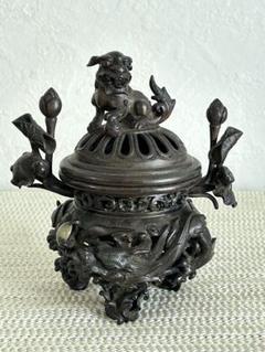 銅製　香炉　獅子蓋　宝尽くし文　銅器　茶道具　茶器　香道具　仏具 銅製 香炉 獅子蓋 宝尽くし文 銅器 茶道具 茶器 香道具 仏具