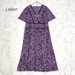 極美品☆レリアン Leilian 総柄ブロックワンピース XLサイズ