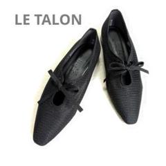 美品　LE TALON セミシアーレースアップマニッシュ　ブラック　24　日本製 セミシアーレースアップマニッシュ（フラットシューズ）｜LE