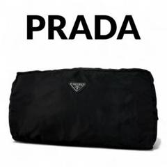 美品　【PRADA】ナイロンポーチ 黒 三角ロゴ トラベルポーチ 横28cm