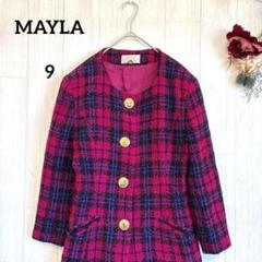 【MAYLA】エニーマイラ ウールコート ツイード生地 ミドル丈 9