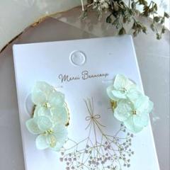 ミニ紫陽花プリザーブドフラワーピアス／イヤリング❁*ミントグリーン
