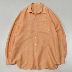 90s OLD UNIQLO リネン L/S シャツ 霜降り ペールカラー XL