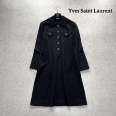 Yves Saint Laurent 黒 ノースリーブ ひざ丈ワンピース 34