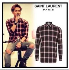 Saint Laurent チェック柄ネルシャツ 長袖　キムタク サンローラン チェックシャツ 13aw Sサイズ キムタク - メルカリ