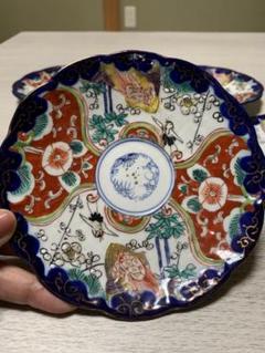 庫山窯　染付　金彩　梅型　大皿　飾り皿　松竹梅 現在開催中のキャンペーン＆お得情報 庫山窯 染付 松竹梅 飾り皿