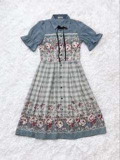 axes femme♡フラワー×チェックワンピース