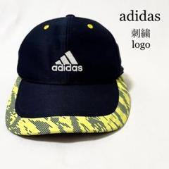 adidas 刺繍ロゴ ポリエステル デザインキャップ ネイビー ベルクロ