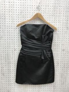 パーティーガールvibes US古着 シャイニーブラックサテンベアワンピ