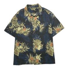 90s アロハシャツ ハワイアンシャツ HAWAI 総柄シャツ 開襟シャツ