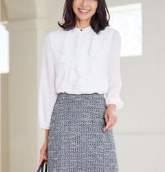 23区／23SS 小さいサイズ32 フォーマル対応◎フリル襟ジョーゼットブラウス 23区 ブラウス シャツ 「VERYコラボ」トリアセダブルジョー