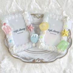 973♡ ホイップデコ トレカケースデコ 夏 海の家 アイス 黄色×緑
