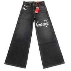 専用新品 DIESEL ディーゼル D-RISE ストレート デニムパンツ 26 Diesel D-Rise ダメージ ストレートジーンズ | ブラック