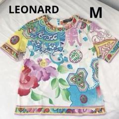 お17 超美品　レオナール LEONARD ピンク　半袖　Tシャツ　 40　花柄 お17 超美品レオナール LEONARD ピンク半袖Tシャツ 40花柄