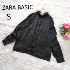 ZARA BASIC　ザラベーシック　とろみブラウス　バックリボン　黒　4491