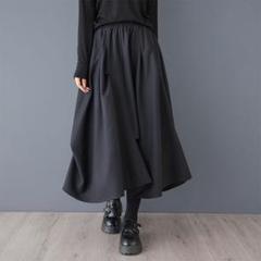 ロングスカート イレギュラー ハイウエスト 着痩せ 無地 おしゃれ度高め