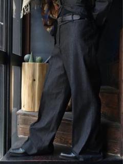 2010sBlack wide denim pants ブラックデニムスラックス
