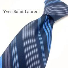 Yves Saint Laurent ストライプ ネクタイ シルク100％ 青紺