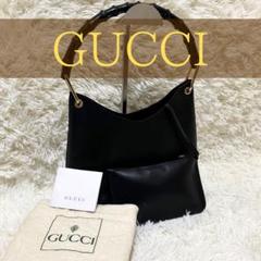 グッチ バンブー レザー ハンド バッグ ワンショルダー 黒 ブラック 保存袋 GUCCI グッチ バンブー ハンドバッグ ワンショルダーバッグ
