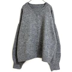 グレイル【F】オーバーサイズ長袖ニット　グレー　クルーネック　ウール混