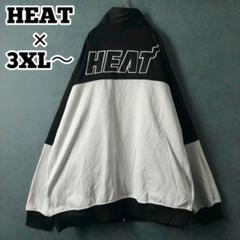 【★NBA×ヒート】3XL〜程度 背面デカロゴ トラックジャケット リブジャージ ☆NBA×ヒート】3XL〜程度 背面デカロゴ トラックジャケット リブ