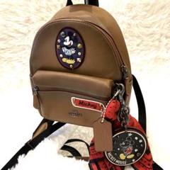 レア未使用級　COACH × Disney 本革　リュック　チャーム　スタッズ
