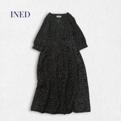 イネド INED デニムライクワンピース ギャザー ロングワンピース