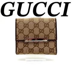 グッチ 二つ折り財布 折り財布 Wホック レザー ベージュ