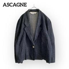 ASCAGNE 絹100％　シルクテーラードジャケット【L】デニム風　光沢　高級