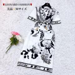 美品 LEONARD レオナール ファッション 花柄 半袖 ワンピース 白系 M